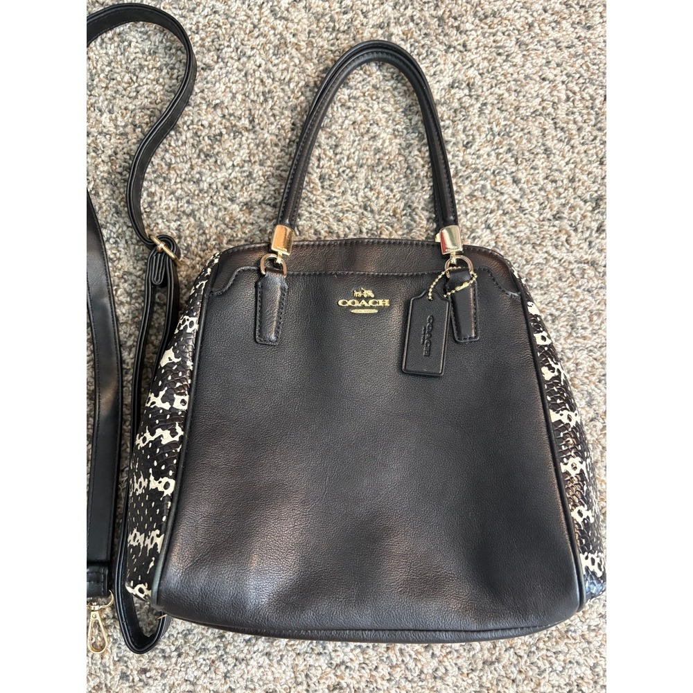 Vintage Coach Minetta Crossbody Satchel, Black Snakeskin Accent - Picture 5 of 16